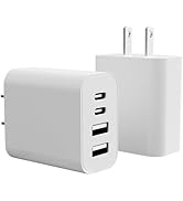 USB C Wall Charger, 40W 4-Port Fast Charging Block, Dual Port QC+PD 3.0 Power Adapter Multiport W...