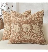 DKwizme Vintage Floral Print Throw Pillow Covers 18x18 Set of 2 Neutral Modern Farmhouse Pillowca...