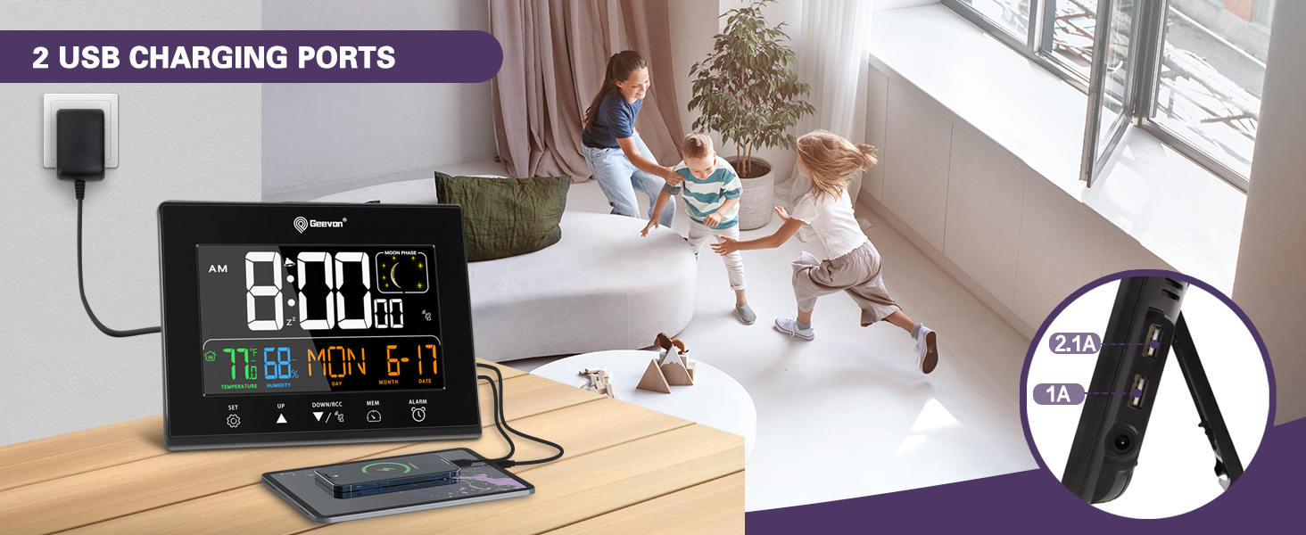 Atomic clock with USB Charging