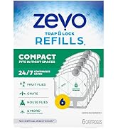 Zevo Compact Flying Insect Trap Refills for Fruit Flies & Gnats, 6 Count | Fly Trap Catches House...