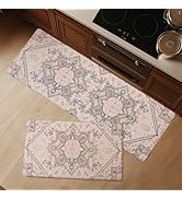 FRESHMINT Anti Fatigue Kitchen Mats Set 2 PCS, Waterproof & Non-Skid Boho Kitchen Rugs, Cushioned...