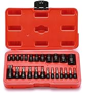 Mayouko 25PCS 1/4",3/8",1/2" Drive Torx Bit and External Socket Set,12 Female E-Torx Sockets and ...
