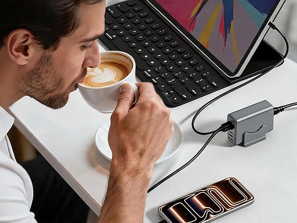 Desktop charging station with 5ft extension cord ideal for home