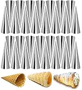 RoseFlower 30pcs Non-Stick Cream Horn Cones Tubes Stainless Steel Conical Croissant Pastry Baking...