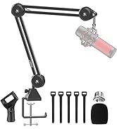 Boom Arm, Aveek Foldable Desktop Mic Boom Arm Fully Adjustable Scissor 360°Rotatable Microphone A...