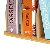 Deefielly Bamboo Cook Book Organizer, Desktop Bookshelf, Convenient Book Stand, 4-Slot Recipe Hol...