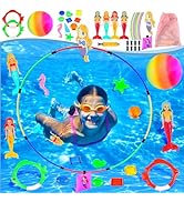 Gushu Pool Rings Diving Toys - 20PCS Swimming Thru Pool Diving Game Toys with Dive Rings Underwat...