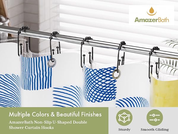 U-shaped Black Shower Curtain Hooks double shower curtain hooks shower curtain rings shower hooks