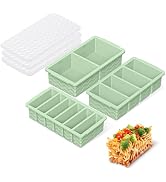 Doasuwish 3-Pack Silicone Freezer Trays with Lid,2 Large 2-Cup(500ml)&4 Medium 1-Cup(250ml)&6 Sma...