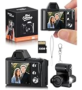 Mini Digital Camera, 1080P Portable Camera for Photography with 32GB SD Card, Key Card Clip Chain...