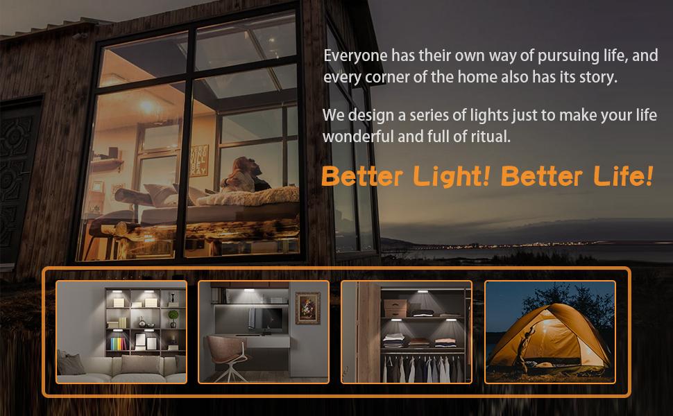 LED Closet Lights Wireless Motion Sensor Puck Light USB Rechargeable Dimmer Step Light with Remote