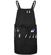 MyLifeUNIT Artist Apron, Adjustable Painting Apron with 10 Pockets for Arts and Craft, Black Canv...