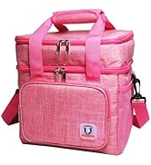 BAGNEER Insulated Lunch Bag Portable Double Deck Picnic Cooler Bag Durable Waterproof Office Outd...
