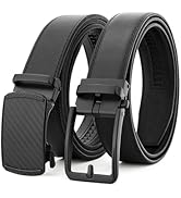 SKiporty Ratchet Belts for Men 2 Pack,Mens Leather Belt Click Adjustable Black/Brown for Dress Pa...