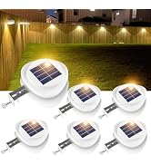 ROSHWEY Backyard Lights Outdoor, 6 Pack Solar Fence Lights with 9 LED Waterproof Outdoor Wall Gut...