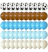CVPARTYON Brown and Cow Print Balloons 12 Inch Sand White Light Blue Latex Balloons for Boys Firs...