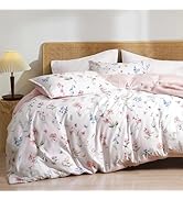 PHF Ultra Soft Floral Duvet Cover King Size, Printed Garden Bedding Set 3 Pieces, Comfy Durable F...