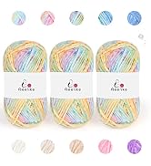 3 Pack Chenille Yarn w How to See Stitchs Tutorial Video, Mixed Color Velvet Yarn (Rainbow) 100g ...