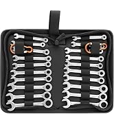 Premium Midget Wrench Set - 22-Piece Mini Combination Wrench Set Metric & SAE Ignition Wrench Set...