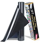 RENLITONG Black Glitter HTV Heat Transfer Vinyl Rolls 12 Inch x 5 feet Roll Iron on DIY for T-Shi...
