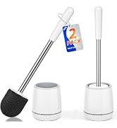 Toilet Brush, Toilet Brush and Holder with 304 Stainless Steel Handle, Space Saving Toilet Bowl B...