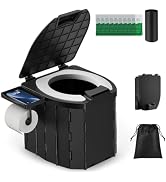 Carry360 Upgraded Portable Camping Toilet with Soft Cushion Seat – 400LBS Retractable & Foldable ...