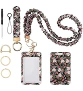 Nlicrst Scrunchie Lanyard Breakaway with ID Badge Holder - Flower Style Stretchy Lanyards with ID...