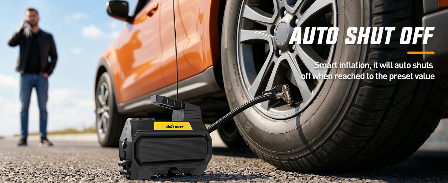 Nilight portable tire inflator with digital pressure gauge