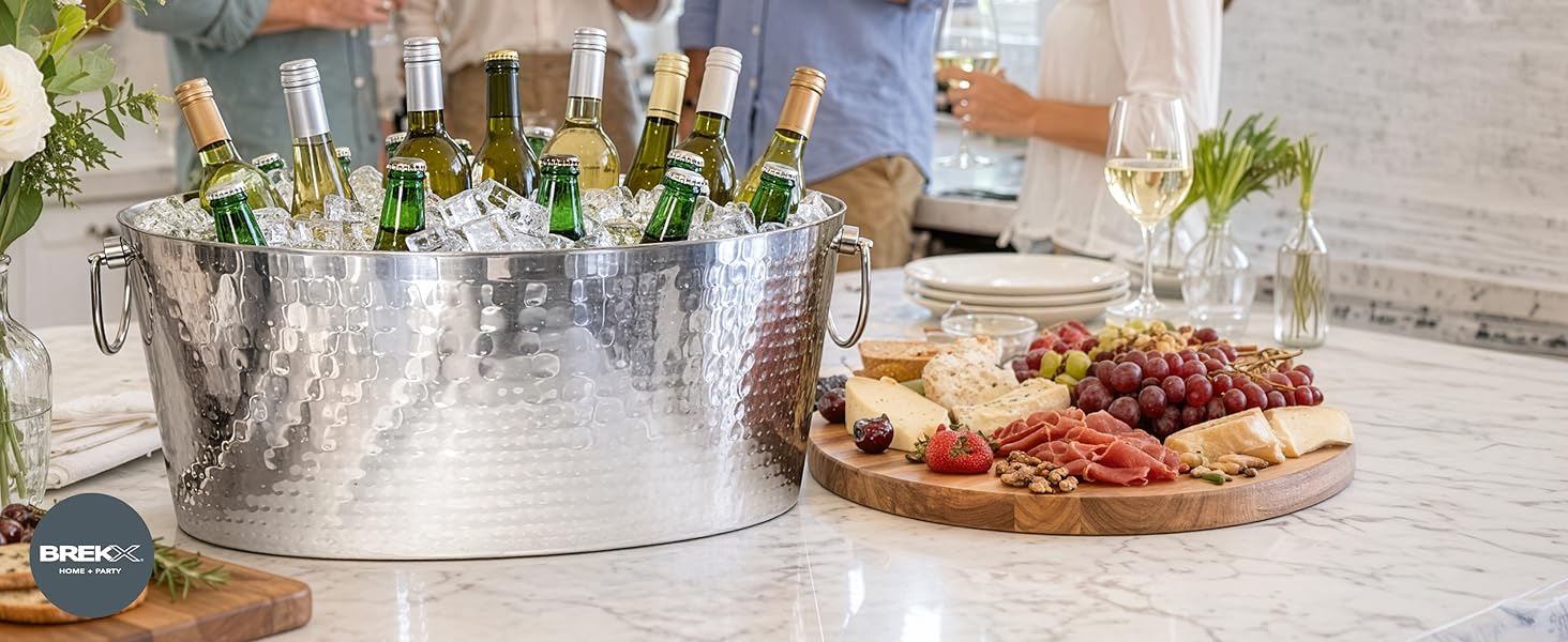 Champagne bucket with glasses made of durable, safe, and long-lasting materials.