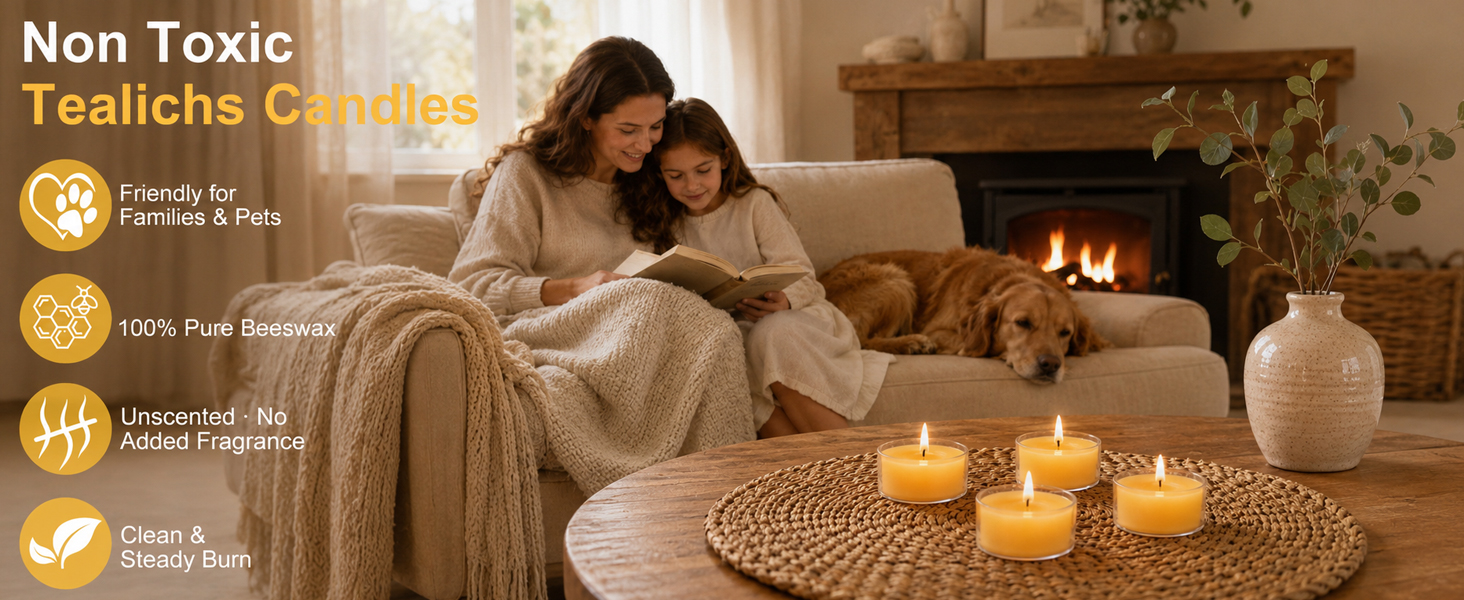 clean burning, unscented, small candles, votive, natural beeswax, pure beeswax, home