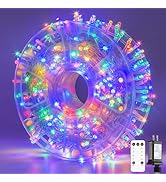 JMEXSUSS 132ft 400 LED Christmas Lights Indoor Outdoor Waterproof, 8 Modes Multicolor Christmas T...
