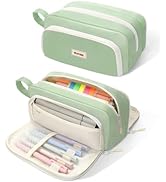 SUNEE Cute Pencil Case, Aesthetic Pen Pouch with 3 Compartments, Kawaii Colored Large Pencil Bag ...