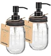 Amolliar Mason Jar Liquid Soap Dispenser, Rustproof Stainless Steel Replacement Pump Lid, Cute Fa...