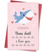hvdler Funny Birthday Card for Grandma, Cute Nana Shark Mother’s Day Card, Grandma Mother’s Day C...