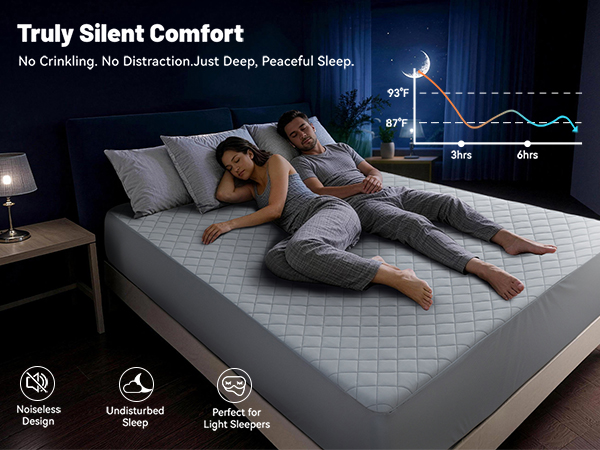 Cooling Mattress Pad for Hot Sleepers Noiseless Mattress Protector