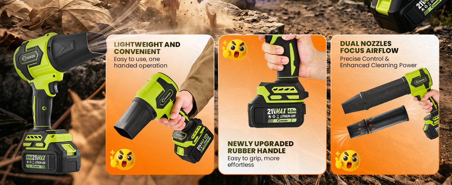 Leaf Blower Portable with 2 Extended Nozzle
