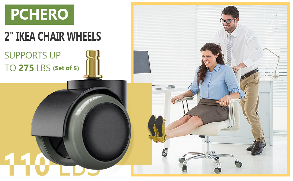 2 inch IKEA Office Chair Caster Wheel Replacement for Hardwood Floors Safe