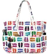 oscaurt Beach Bags for Women Large Waterproof Sandproof Beach Tote Swim Pool Bag with Zipper for ...