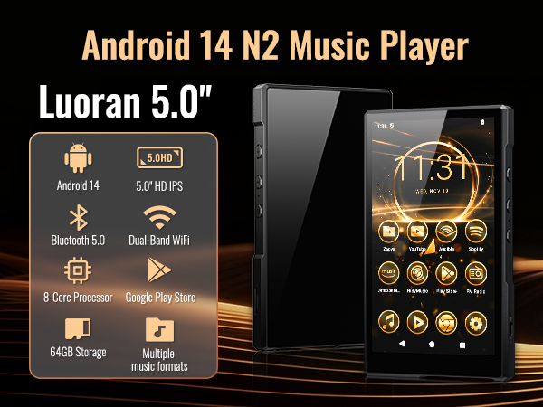 N2 MP3 Player with Bluetooth and wifi