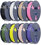 SUNLU PLA Filament 1.75mm Bundle, 3D Printer Filament Bundle 250g, 8 Rolls, 2kg Total, Black+Whit...