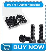 Yinpecly M6 Hex Bolts, M6-1.0 x 20mm Hex Head Bolts, Carbon Steel Grade 8.8, Black Oxide Finish, ...
