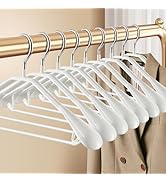 HWAJAN 10 Pack Wide Shoulder Suit Hangers No Shoulder Bump,Non Slip Heavy Duty Coat Sweater Jacke...