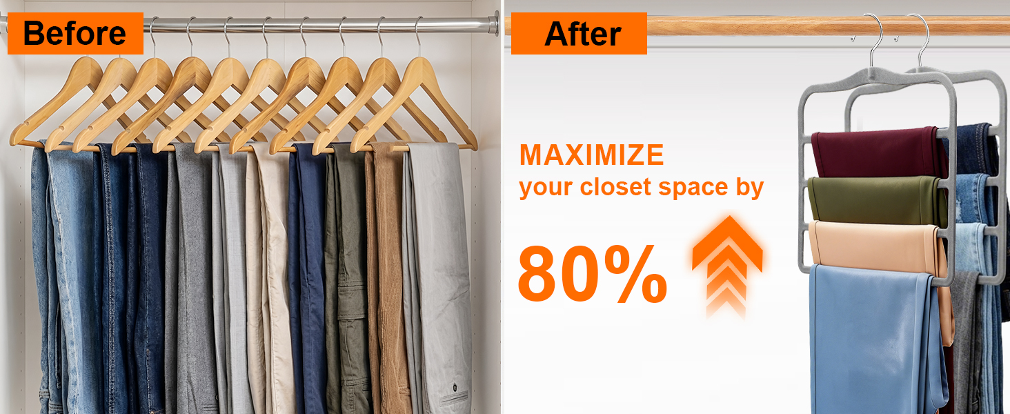 space saving pants hangers maximize closet space by 80 percent