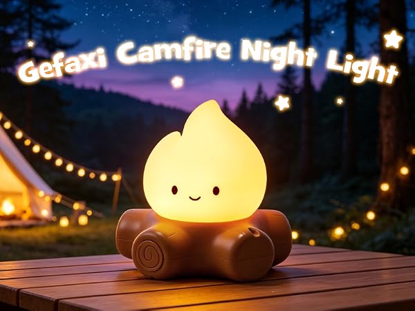 Gefaxi Halloween campfire flickering night light dimmable flame light rechargeable and squishy