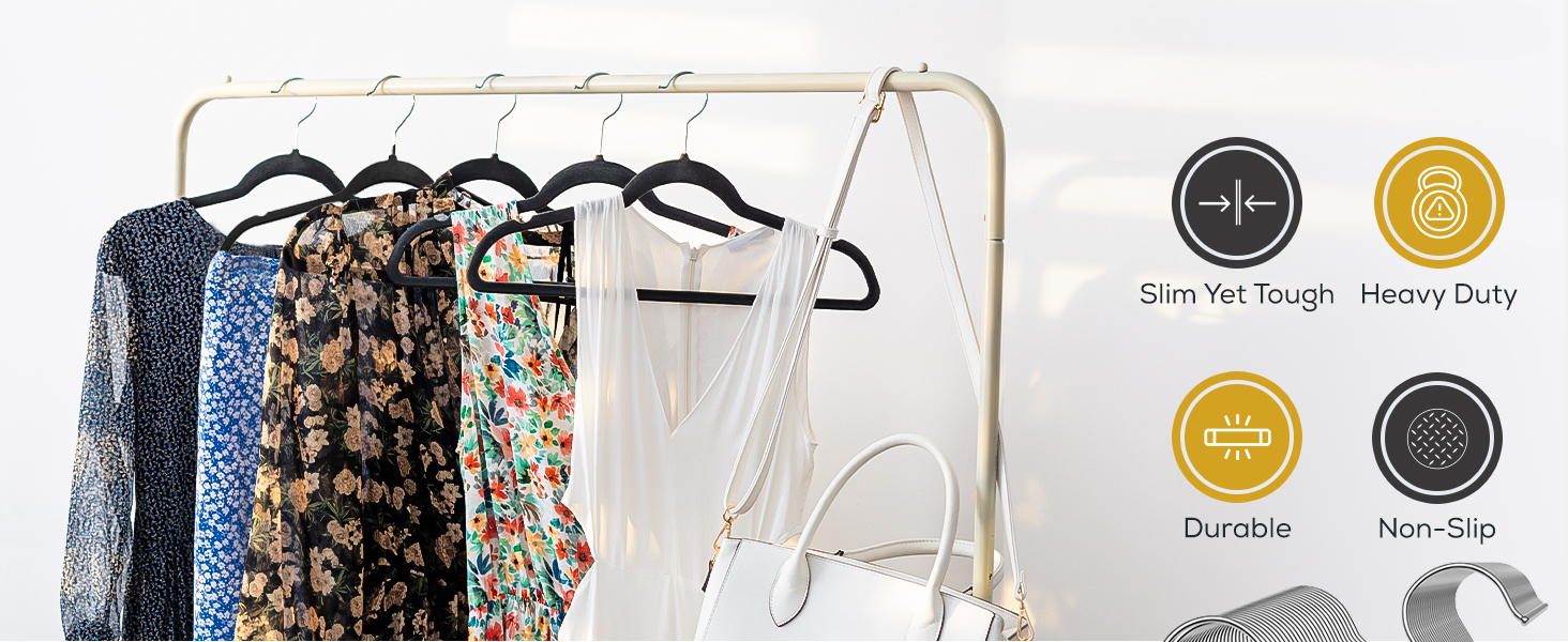 Non slip hangers, velvet hangers 100 pack, closet storage slim space saving hangers, black hangers