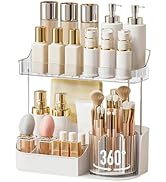 DASITON Large Capacity Makeup Organizer with 360° Rotating Makeup Brush Holder, Perfume and Skinc...