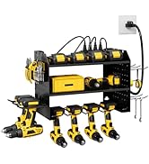 HOEMASY Power Tool Organizer Wall Mount, 3-Tier with 4 Outlet Charging Station | 100lbs Load Heav...