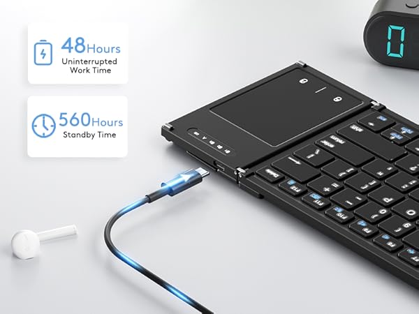 Rechargeable folding keyboard
