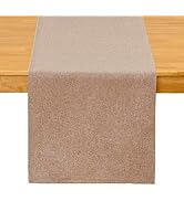 Winotic Brown Table Runner 13 x 72 Inches Long, Cotton Linen Farmhouse Style Table Linen for Kitc...