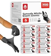 London Labs Synsafe 4 Mil -Black Nitrile Exam Gloves –Disposable Latex Free & Powder Free – Extra...